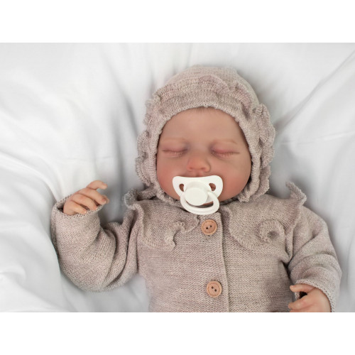 Pletená čiapočka na zaväzovanie bonetka Girl, Hand Made Baby Nellys, bežová, veľ. 68/74
