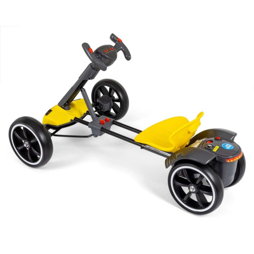 Elektrický gokart BOLT, detská motokára s diaľkovým ovládaním, LED, Bluetooth, žlté