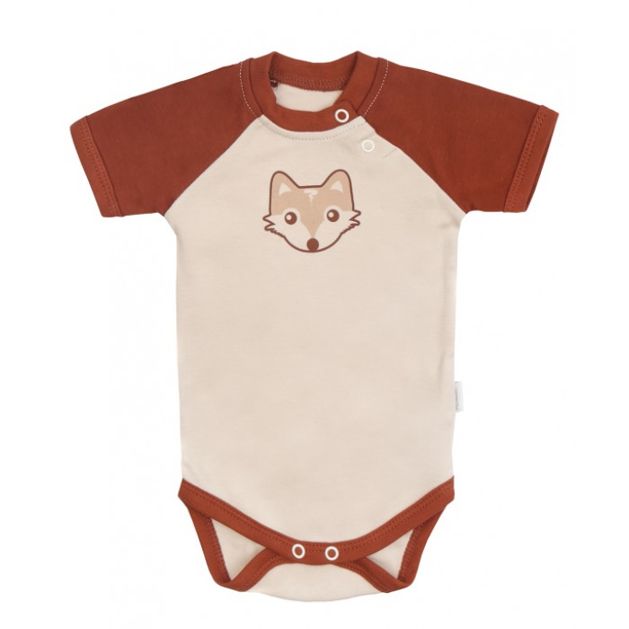 Mamatti Dojčenské body kr. rukáv, Baby Fox - béžová/hnedá