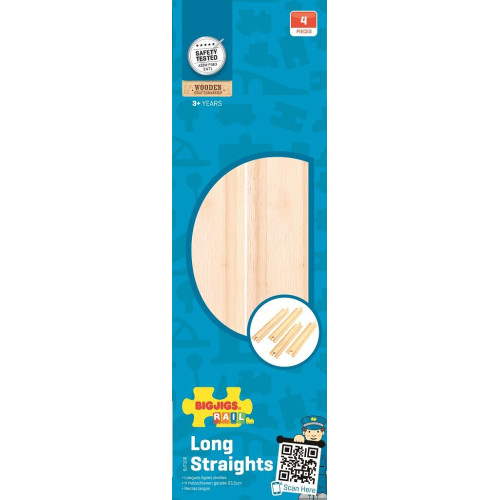 Bigjigs Rail Dlhé rovné koľajnice 21 cm 4 ks