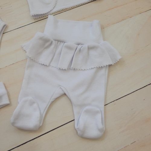 4-dielna bavlnená sada pre bábätko do pôrodnice, biela, veľ. 62