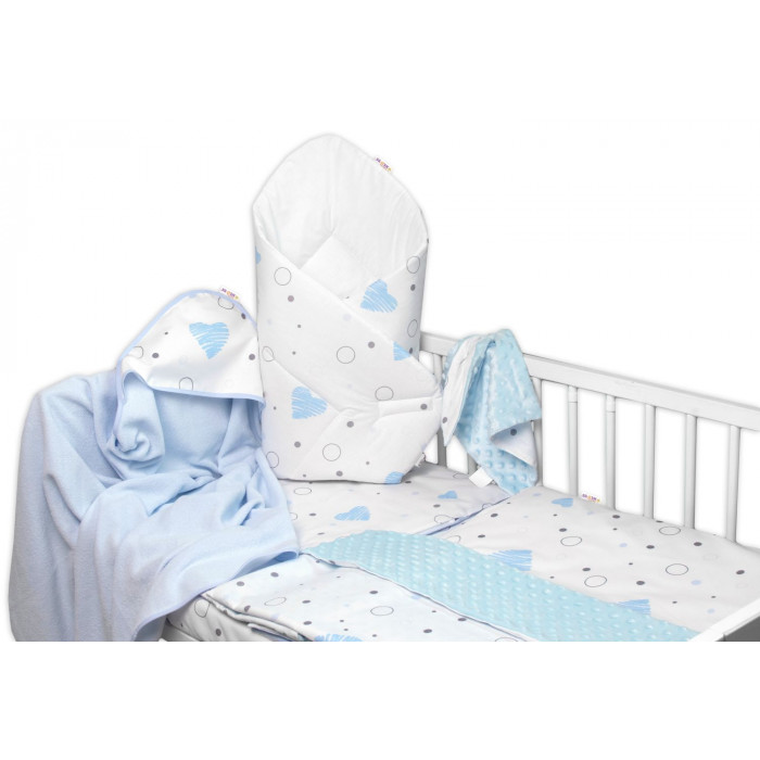 Súprava do postieľky 6D, I love Boy, Baby Nellys 135x100cm, biela/modrá