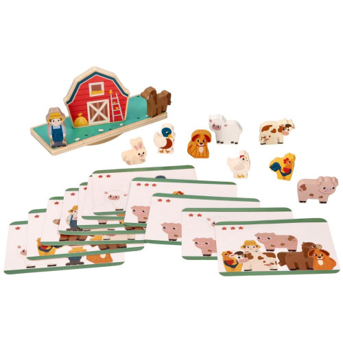 Drevená balančná hra, puzzle - Farma so zvieratkami