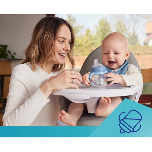 Nevylievací hrnček Canpol Babies s mäkkým náustkom - Bonjour, modrý, 150 ml