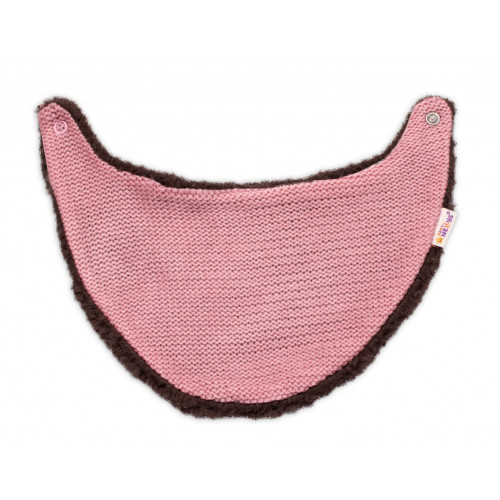 Pletená zimná čiapka s kožúškom a šatkou Teddy Bear, Baby Nellys, ružová, veľ. 80/86