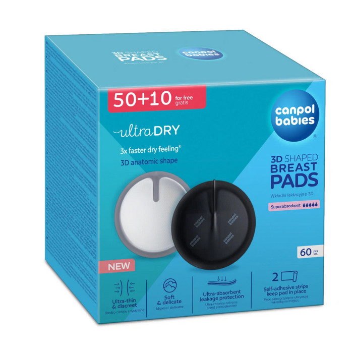 Vložky do podprsenky 3D 60 ks – priedušné, ultraabsorpčné, jednorazové, čierné