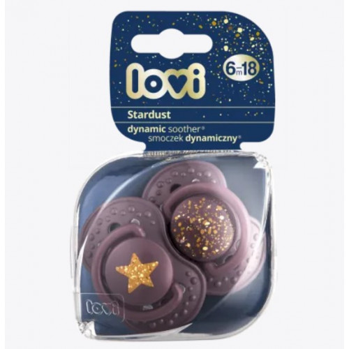 Lovi Silikónové dynamické cumlíky 6-18m, Stardust - fialové