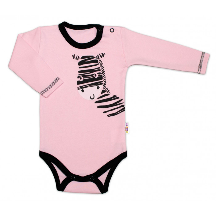 Baby Nellys Body dlhý rukáv, ružové, Zebra, veľ. 62