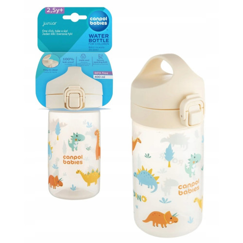 Junior fľaša na pitie 400 ml s pítikom 30m+ – detská fľaša, plastová, béžová