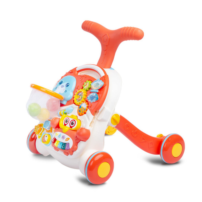 Detské interaktívne chodítko, stolček s príslušenstvom 2v1, TOYZ, oranžové