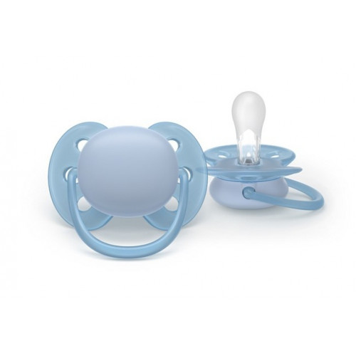 Silikónový cumlík Soft, 0-6m, Deň a noc, modrý, zelený