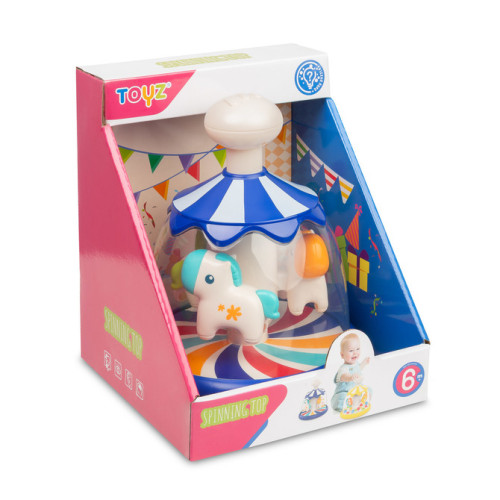 Toyz Edukačná hračka Vlčík s koníkmi – modrá, kolotoč, 6m+