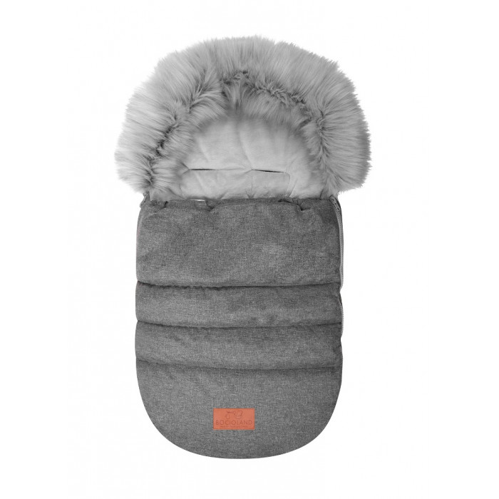 Detský zimný fusak s kožušinkou 90 x 50 cm, nepremokavý, šedý