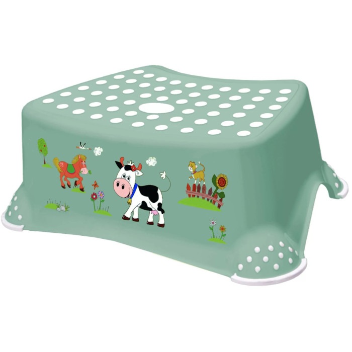 Keeeper Stolička, schodík s protišmykovou funkciou Funny Farm - khaki