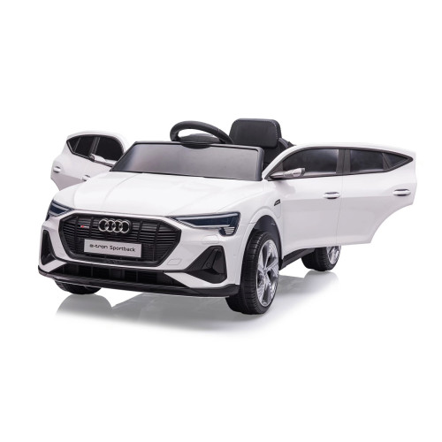 Elektrické autíčko Audi E-Tron Sportback 12V s diaľkovým ovládaním a LED svetlami, biele