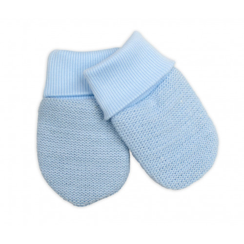 Pletené dojčenské rukavičky veľ. 56/68 - 1 pár, modrý melírok