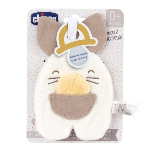 CHICCO My Sweet Doudou záves na cumlík, Králik 0m+ – senzorická plyšová hračka, béžová