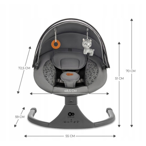 Hojdacie lehátko s melódiou 2v1 Lumi, Premium Dark grey