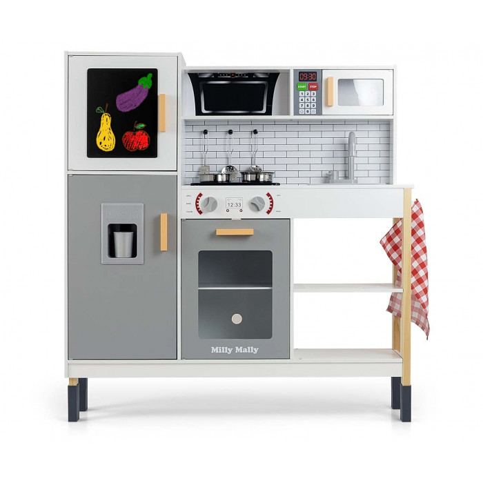 Dřevěná kuchyňka pro děti Milly Mally ESKET Grey se světlem a zvuky - sivá
