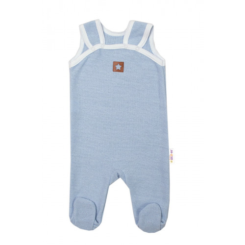 Baby Nellys 2-dielna súpravička Star, body dl. rukáv + pletené dupačky, modré, veľ. 62
