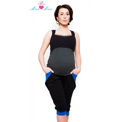 Be MaaMaa Športové, elegantné 3/4 nohavice Tessi - čierne