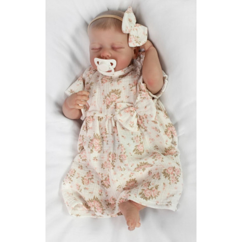 Mušelínové šatôčky + čelenka 2-dielna sada Pivonky, Baby Nellys, smotanové, veľ. 98