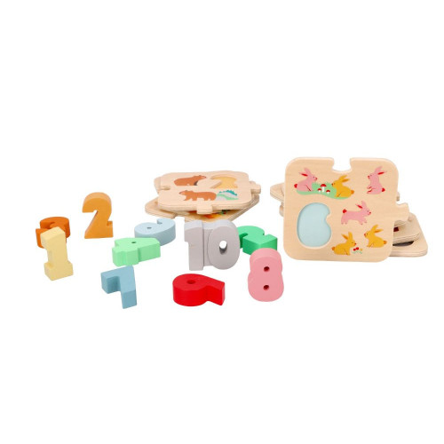 Drevené puzzle so zvieratkami - učenie sa počítať