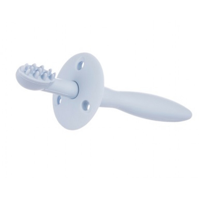 Canpol babies Silikónová zubná kefka /hryzátko s ochr. štítkom - modrý