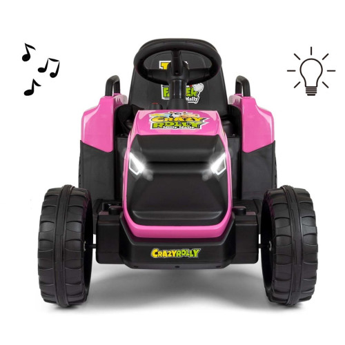 Elektrický traktor s prívesom Rolly 12V, detské autíčko na akumulátor, ružový