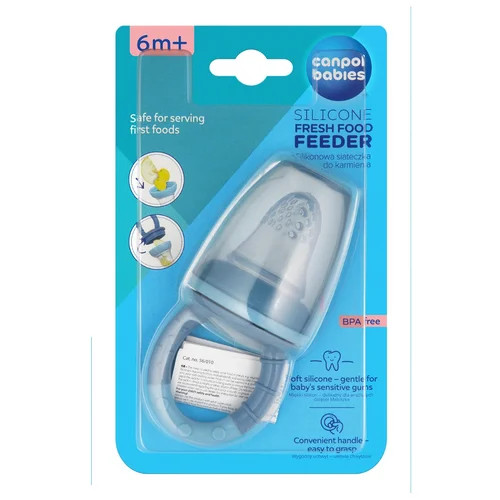 Silikónová kŕmna sieťka pre bábätko – sieťka na ovocie a príkrmy 6m+, modrá