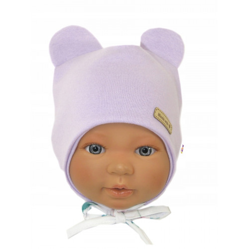 Čiapočka na zaväzovanie, bavlna, Little Teddy, Baby Nellys, liliová