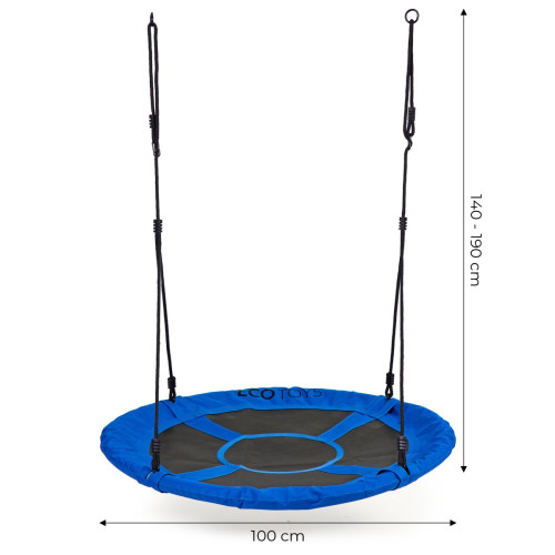 Záhradná hojdačka pre deti bocianie hniezdo 100 cm - čierna, modrá