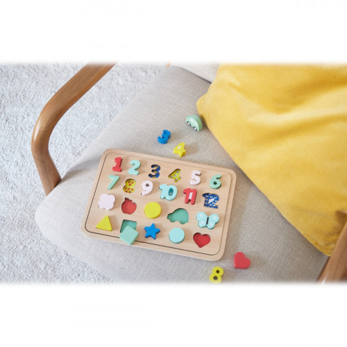 Vkladacie puzzle s číslami a tvarmi viacjazyčné