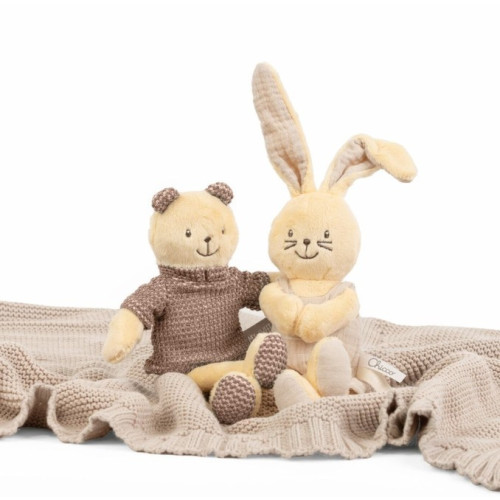 CHICCO plyšový medvedík s hrkálkou My Sweet Doudou. béžový