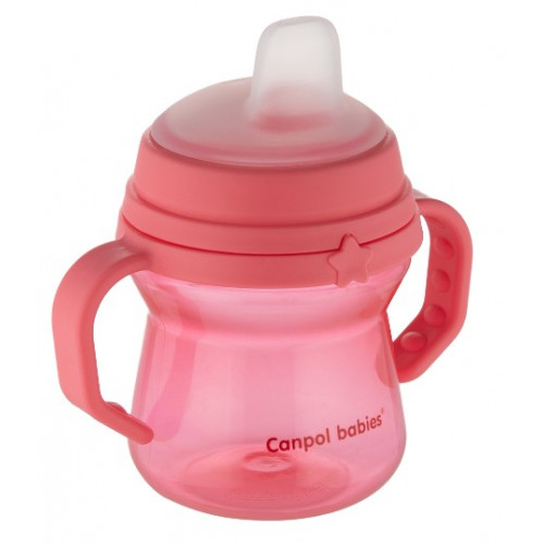 Nevylievací hrnček Canpol Babies s mäkkým náustkom, ružový, 150 ml