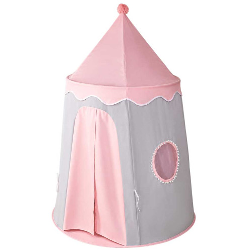 Detský stan Zámok skladací sivo-ružový, tipi