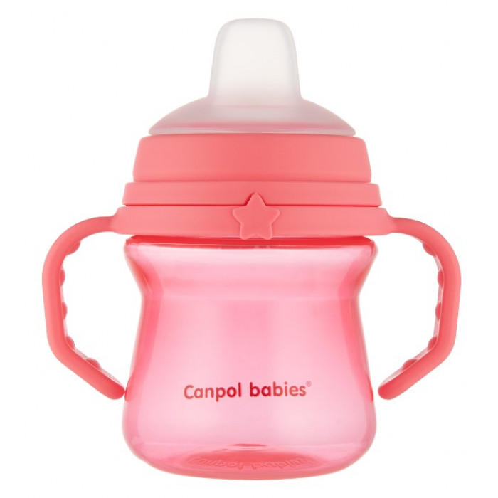 Nevylievací hrnček Canpol Babies s mäkkým náustkom, ružový, 150 ml