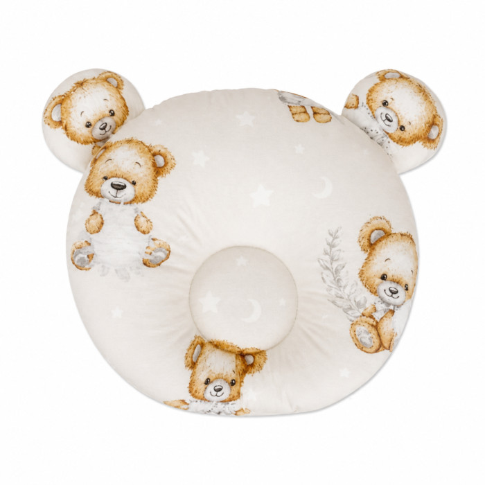Bavlnený tvarovaný vankúšik Sleepy Teddy, béžový