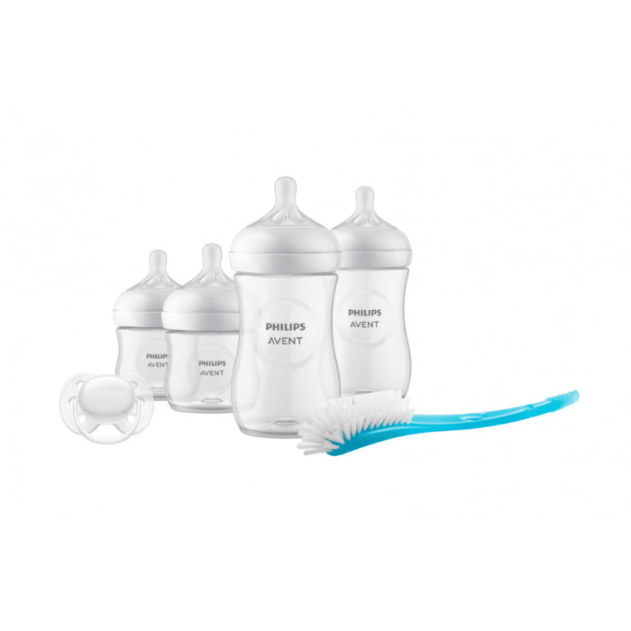 Dojčenské fľaštičky, štartovacia sada Natural Avent, 260ml x 2, 125ml x 2, cumlík + kesvět