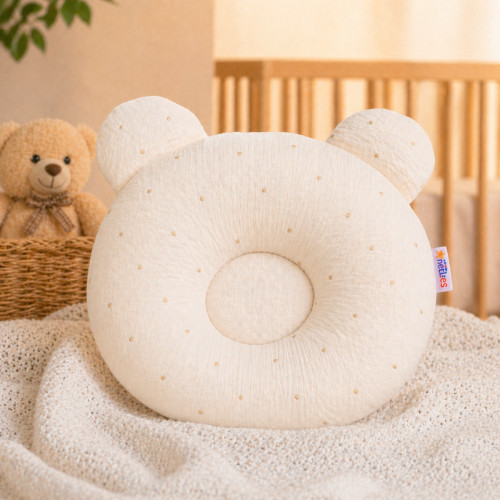 Mušelínový tvarovaný vankúš Zlaté bodky, béžová