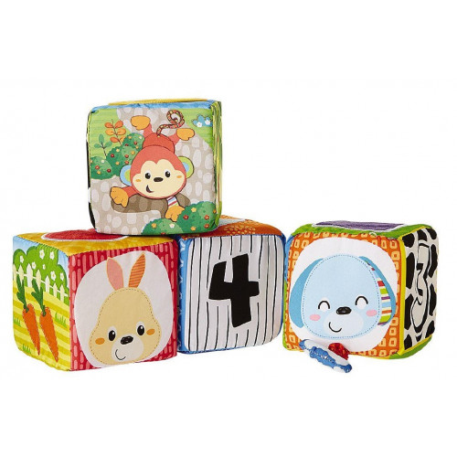 Látkové kocky Smile Play, 9,5 cm v kabičce 4ks