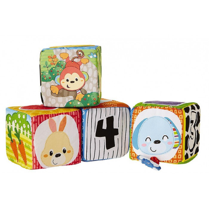 Látkové kocky Smile Play, 9,5 cm v kabičce 4ks