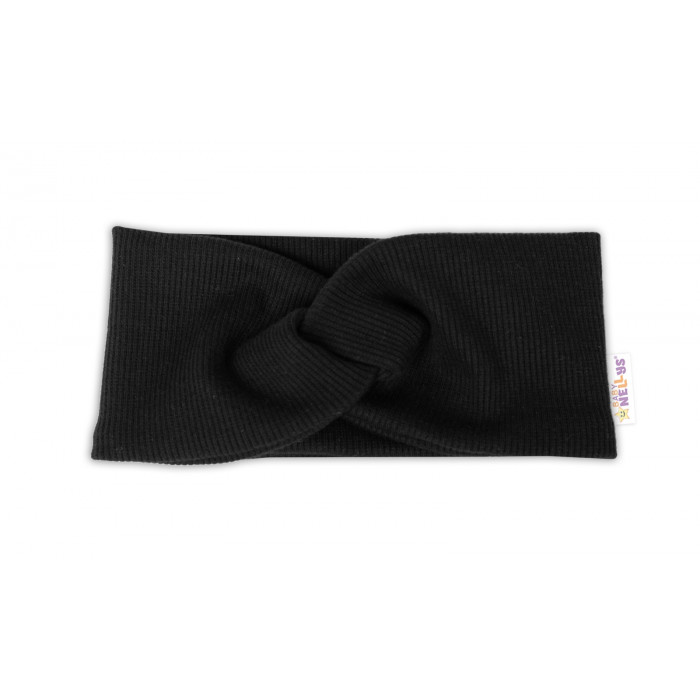 Baby Nellys Hand Made Dvojvrstvová rebrovaná čelenka, čierna