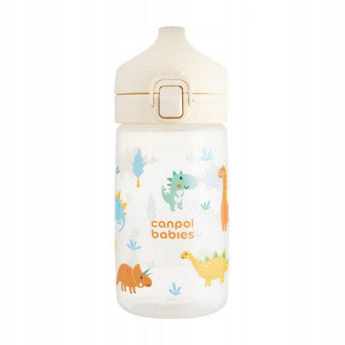 Junior fľaša na pitie 400 ml s pítikom 30m+ – detská fľaša, plastová, béžová