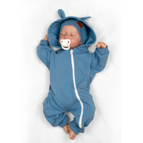 Rastúci teplákový overal pre bábätko, čiapky, topánky, 3D, Nature -  tm. modrý, 68/74