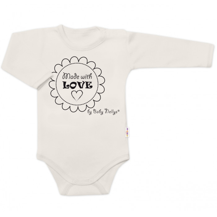 Body dlhý rukáv Baby Nellys, Made with love, bezova, veľ. 68