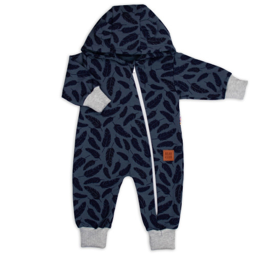 Rastúci teplákový overal pre bábätko, čiapky, topánky, 3D, Nature - jeans pierka, 80/86