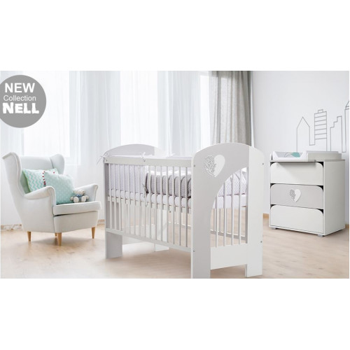 Prebaľovacia komoda Nel s prebaľovacím pultom,
mráčik - biely