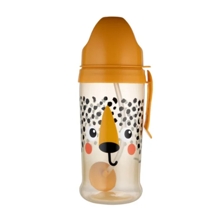 Nevylievací hrnček so slamkou, 350 ml s závažím BabiesBoo - Gepard