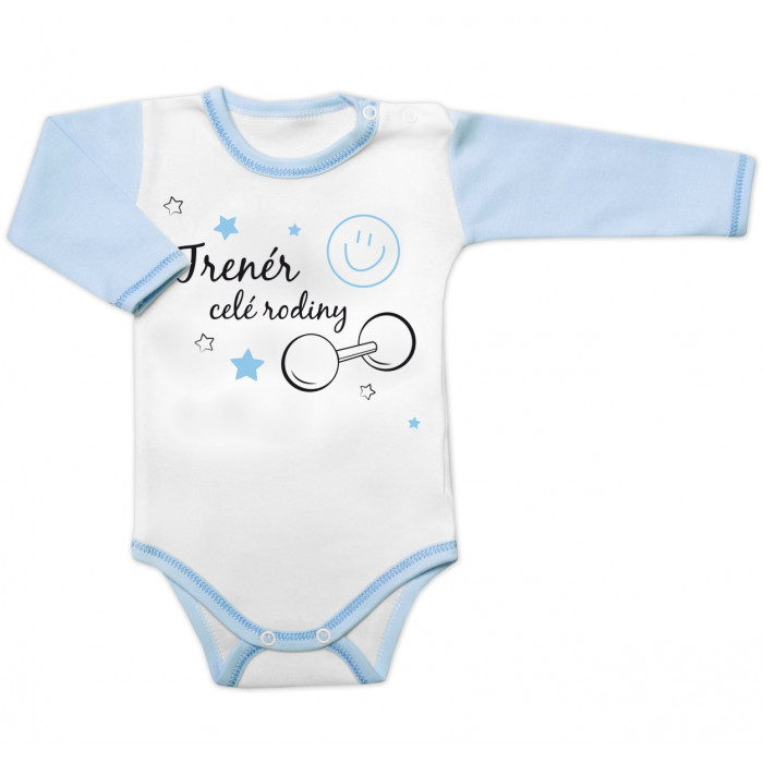 Body dlhý rukáv s vtipným textom Baby Nellys, Trenér celé rodiny, veľ. 74